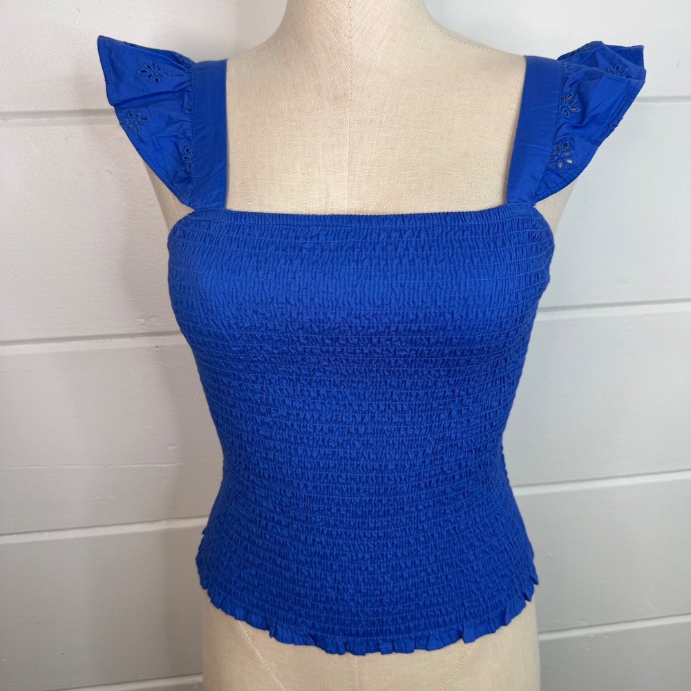 Old Navy Small Fitted Ruffle Trim Smocked Cropped Top Stretchy